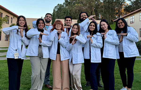 A photo shows the 10 members of the COMSEC governing body for 2024-2025, who are all alums of the Master of Science in Medical Health Sciences program. They are, back row, left to right, Kannan Shaikh, Muhammad Iqbal, and Faaiz Ibrahim; and from row, left to right, Ximena Vallejos Nunez, Lovepreet Johal, Stephanie Ramos, Sophia Vu, Avneet Nijjar, Michelle Doan, and Sravya Gudipudi.