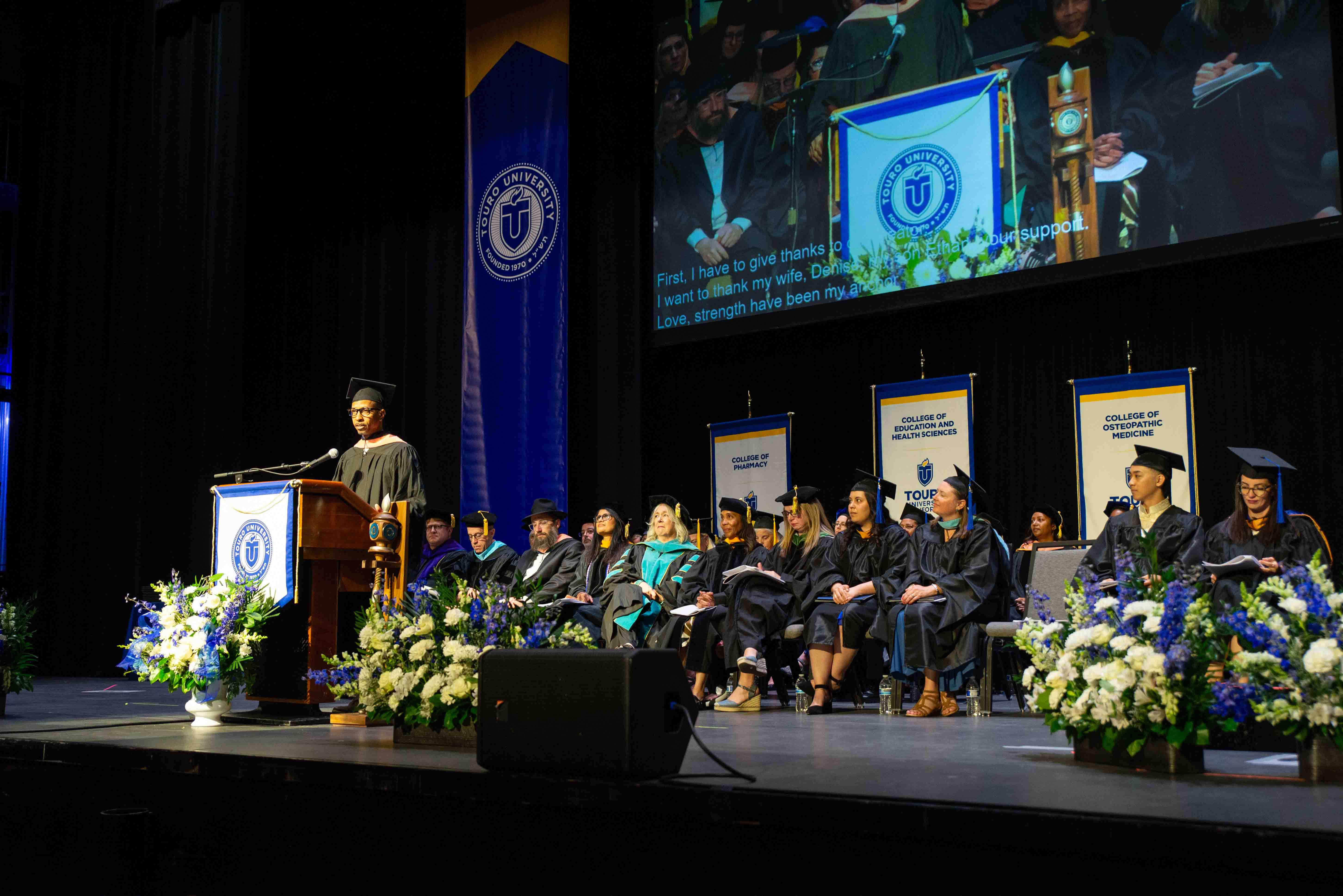 Obie Anthony, from Exonerated Nation, speaking after receiving an honorary Master of Public Health degree.